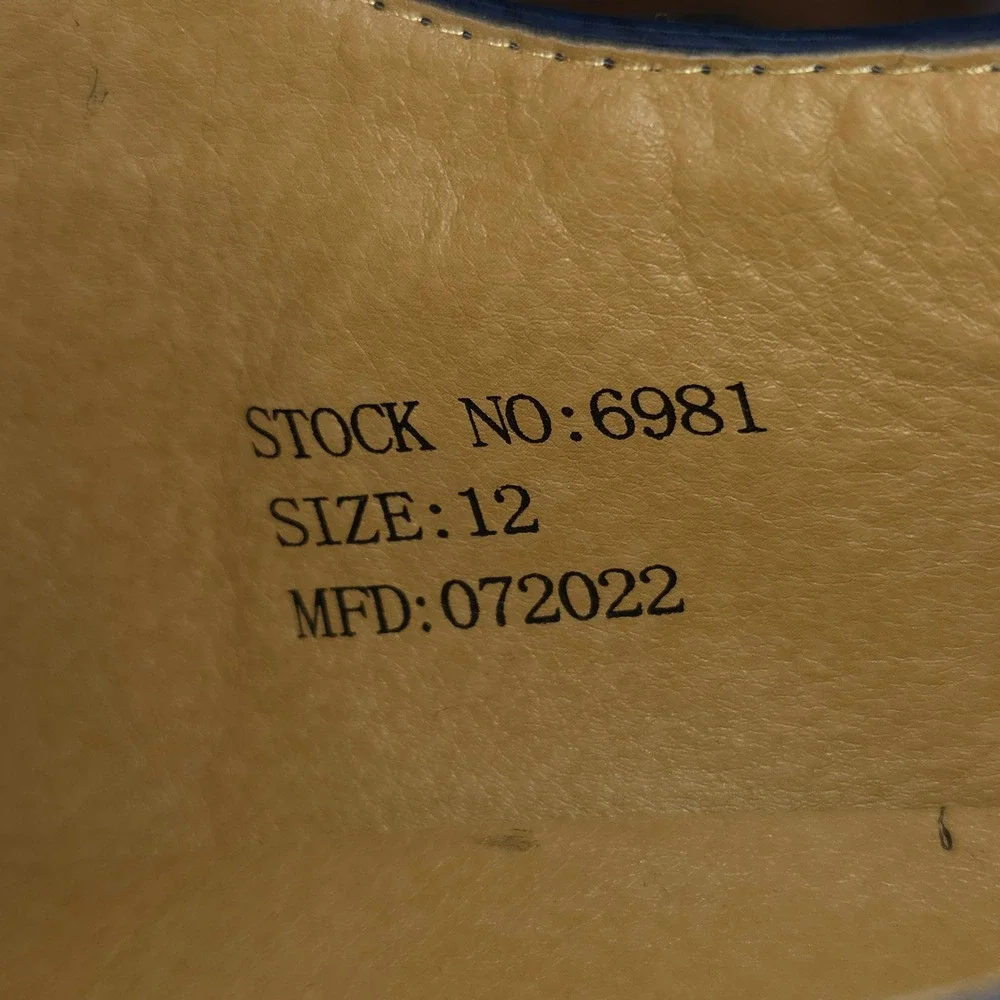 Antonio Cerrelli Oxford‎ Dress Shoes Mens 12 Tan Navy Blue Two Tone Square Toe